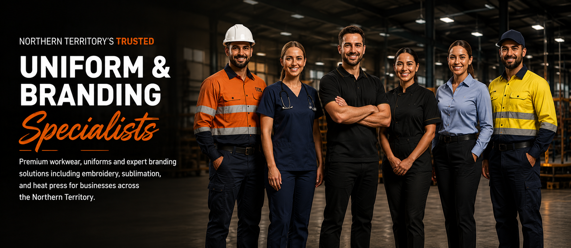 Northern Territory's trusted uniform and branding specialists. Premium workwear, uniforms and expert branding solutions including embroidery, sublimation and heat press for businesses across the Northern Territory.