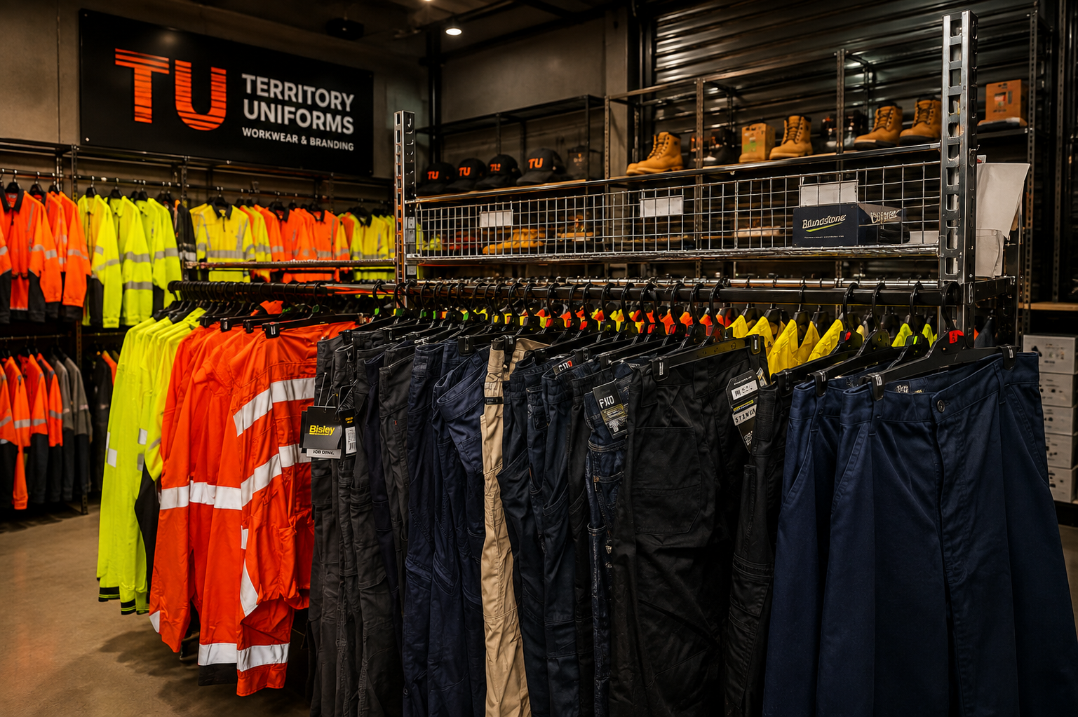 A full-colour sublimated print across the front of a work shirt.